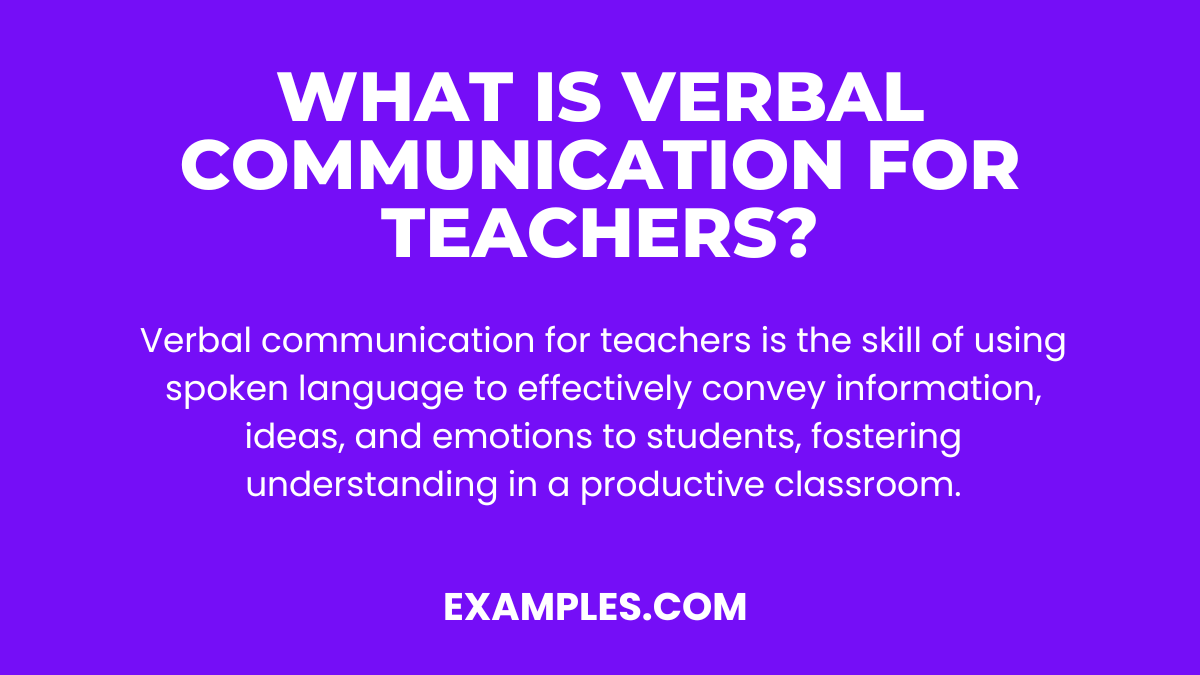 what is verbal communication for a teachers