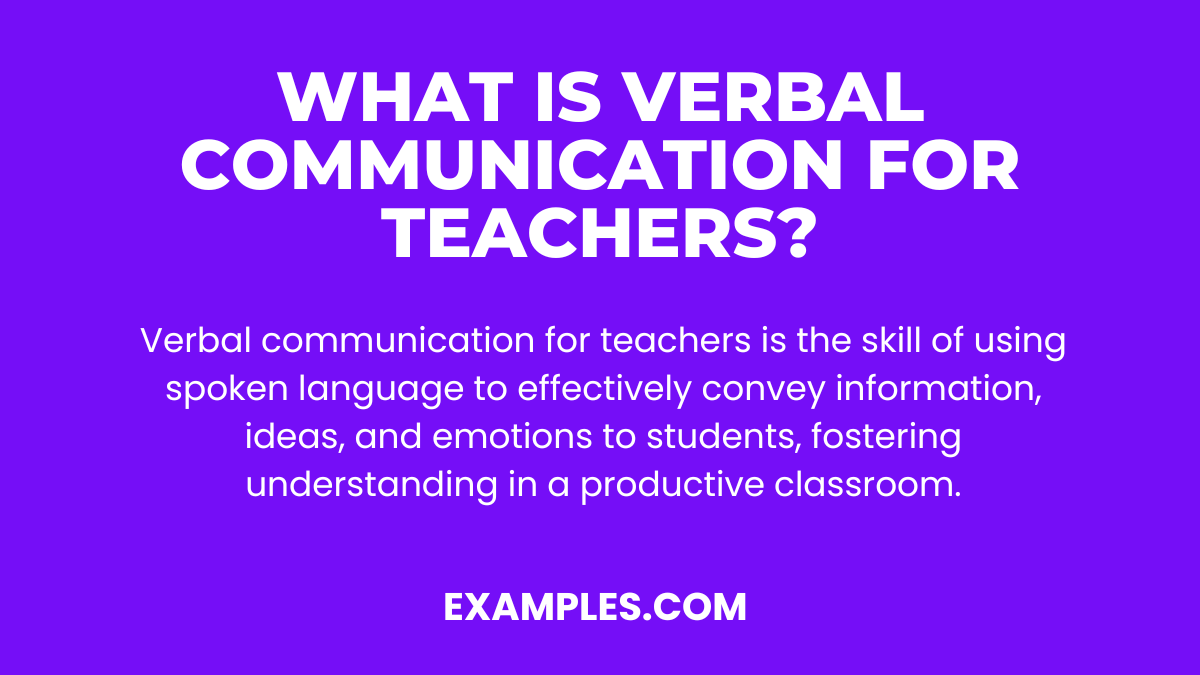 what is verbal communication in education