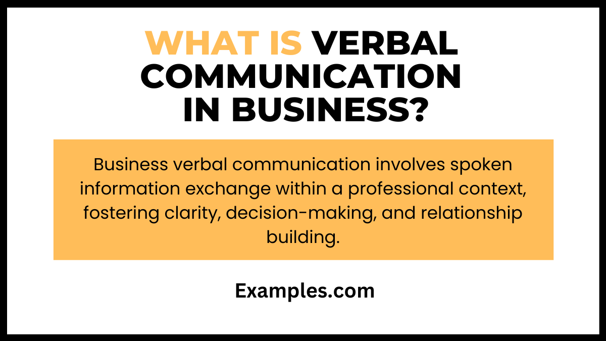 what is verbal communication in business