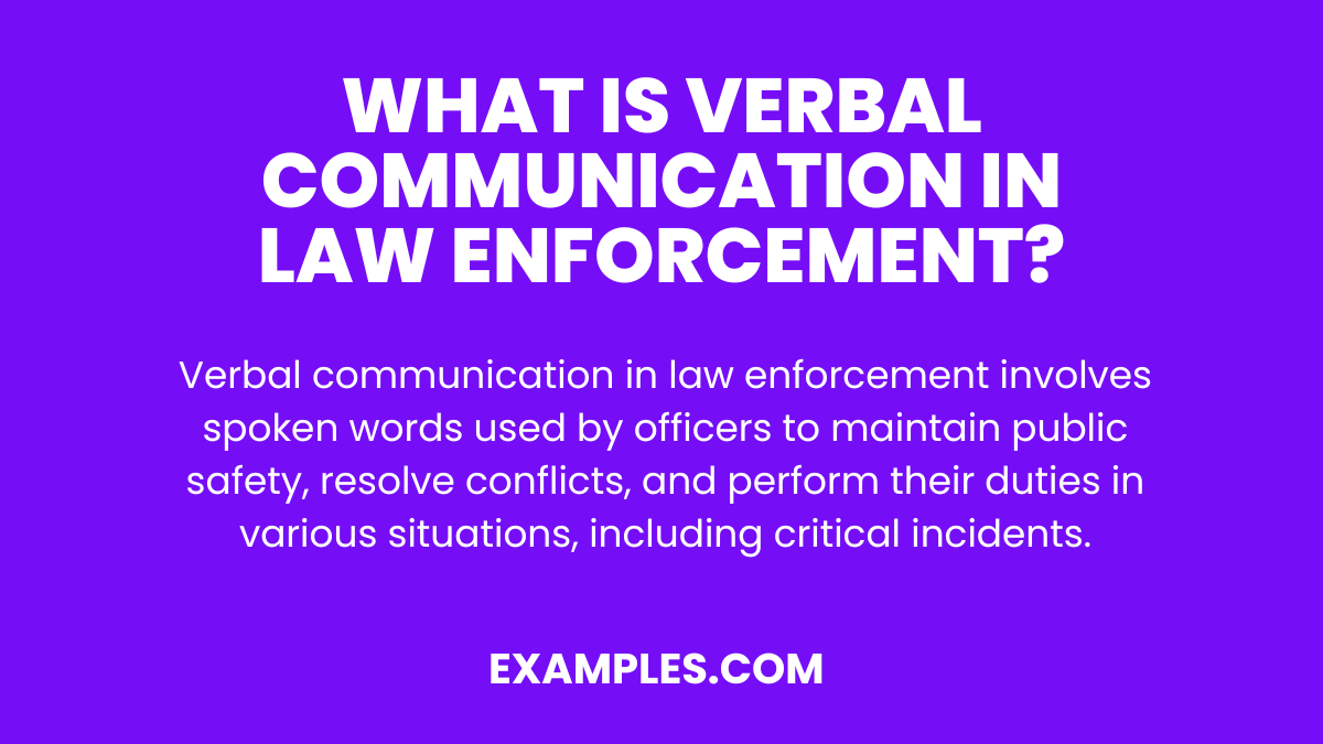 what is verbal communication in law enforcement