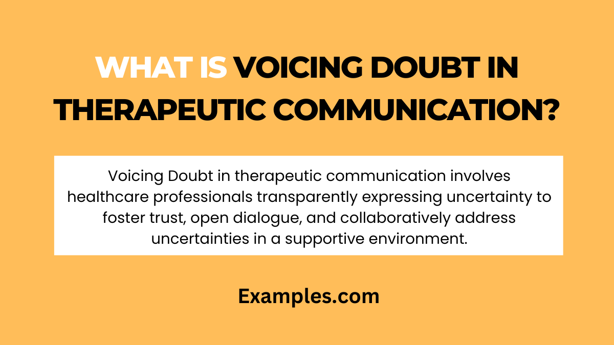 what is voicing doubt in therapeutic communication
