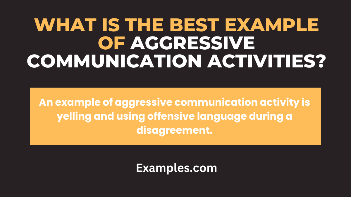 what is the best example of aggressive communication activities