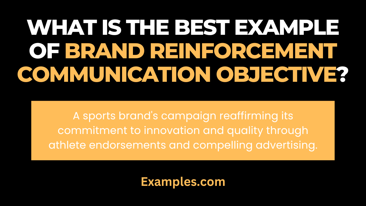 what is the best example of brand reinforcement communication objective