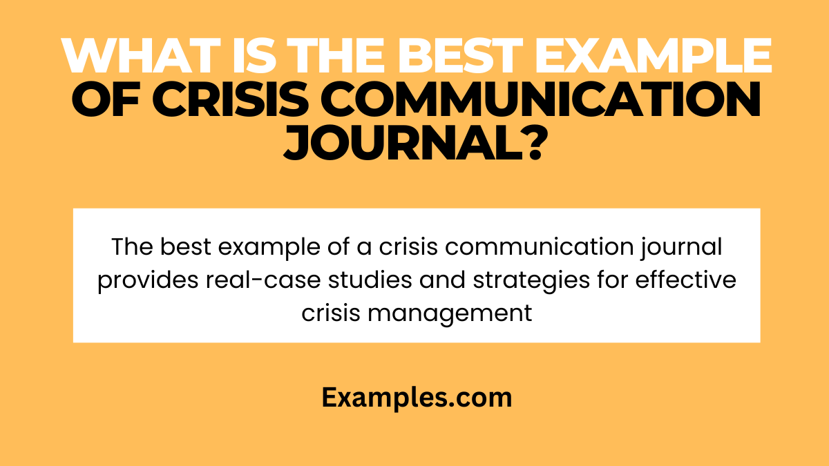 what is the best example of crisis communication journal
