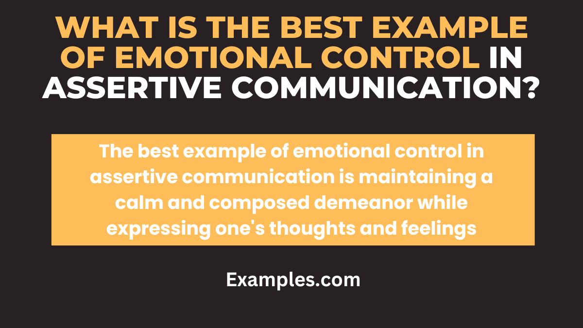 what is the best example of emotional control in assertive communication