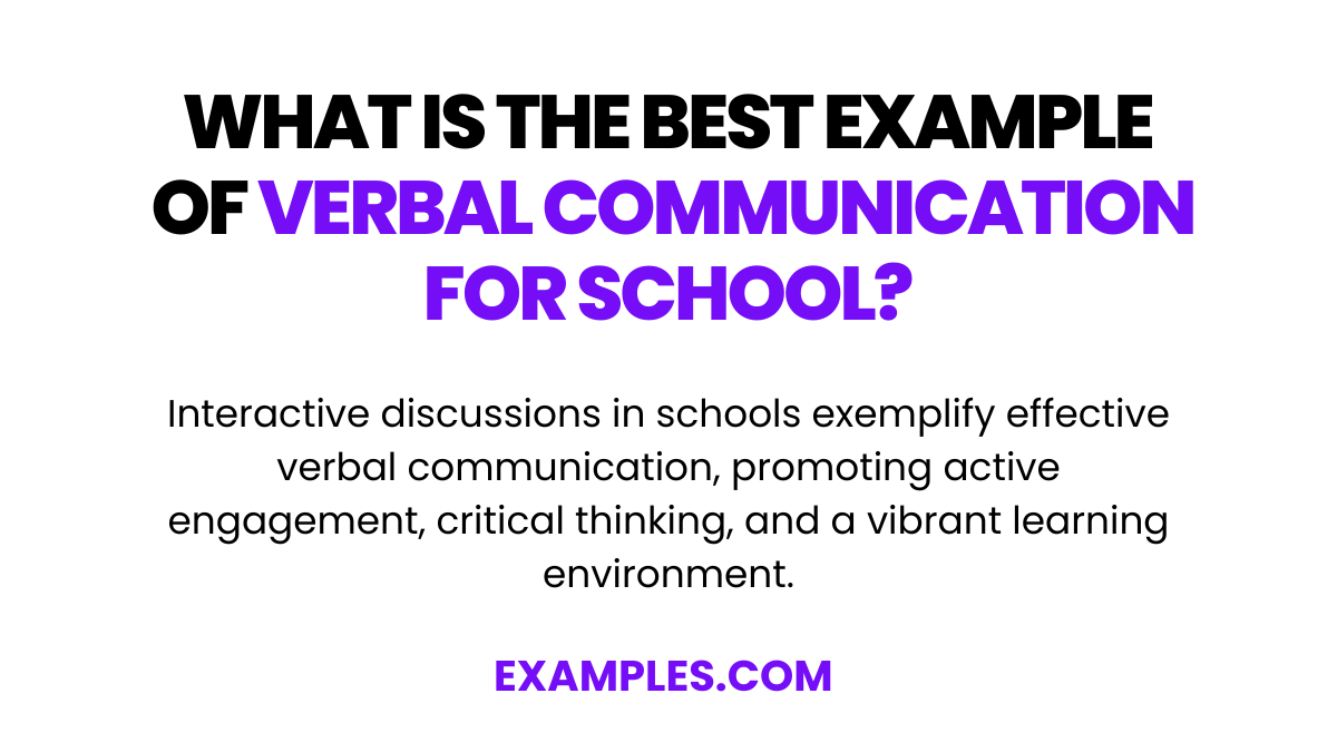Verbal Communication for School 19+ Examples