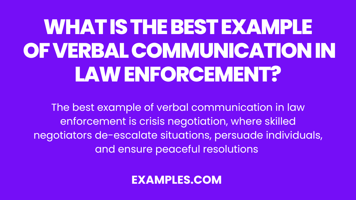 what is the best example of verbal communication in law enforcement