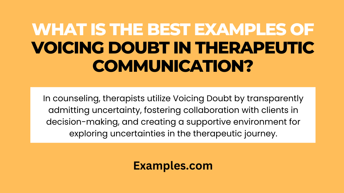 what is the best example of voicing doubt in therapeutic communication