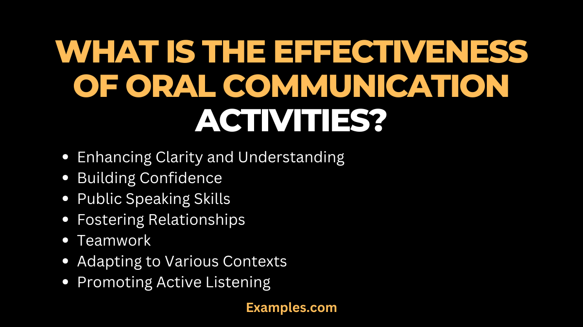 what is the effectiveness of oral communication activities