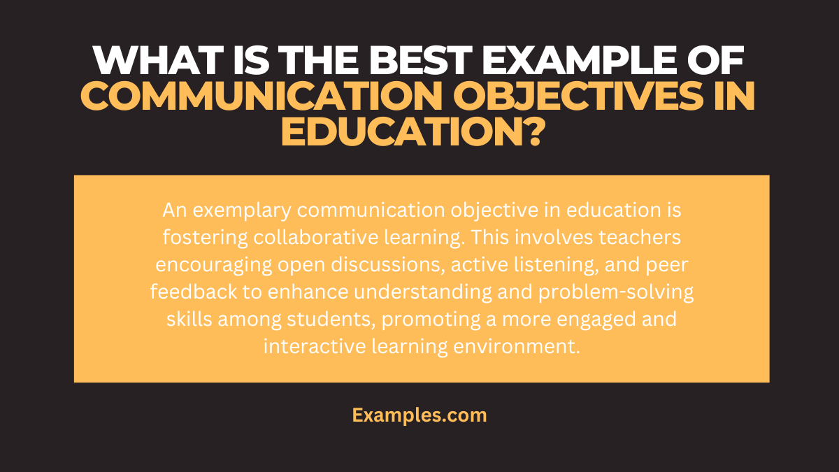 What is the best Example of Communication Objectives in Education