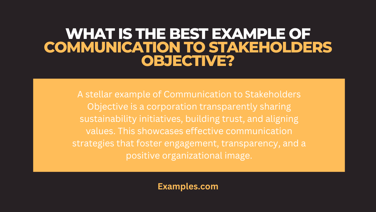 what is the best example of communication to stakeholders objective