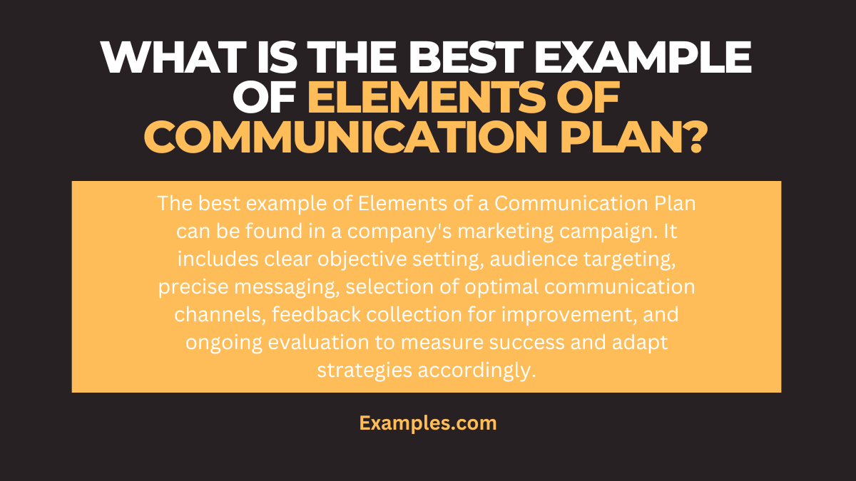 what is the best example of elements of communication plan