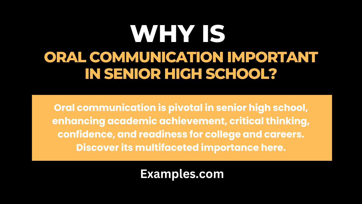 why is oral communication important in senior high school