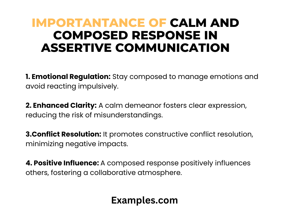 importance of calm and composed response in assertive communication