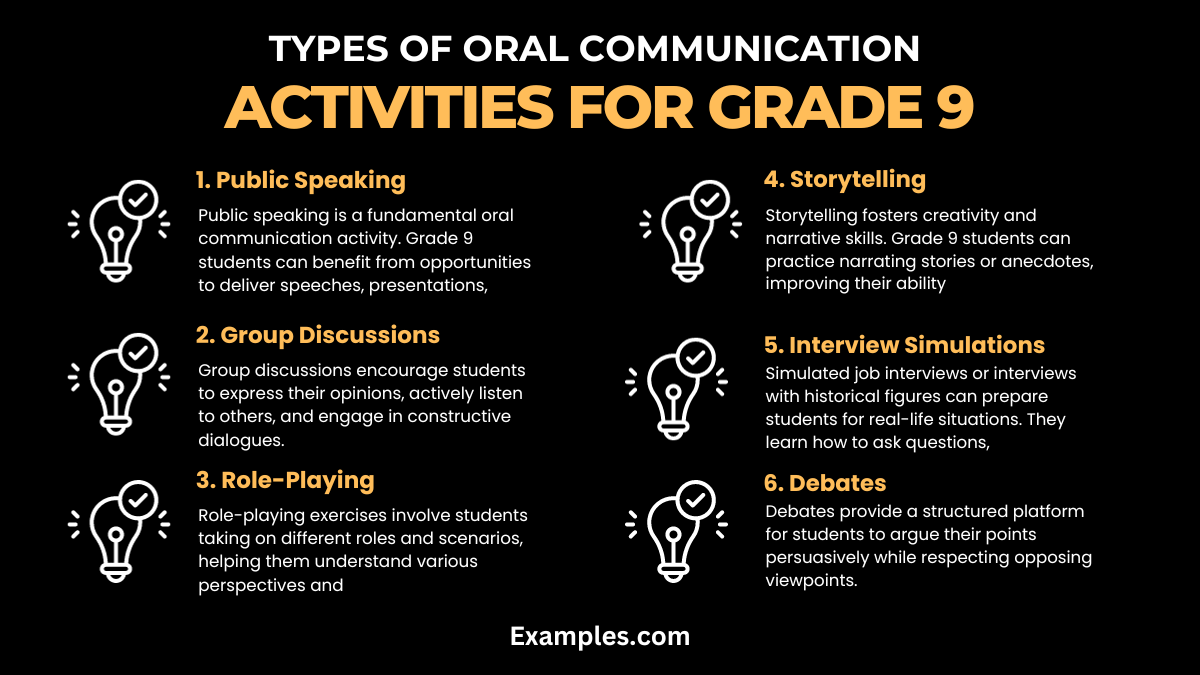 types of oral communication activities for grade 9