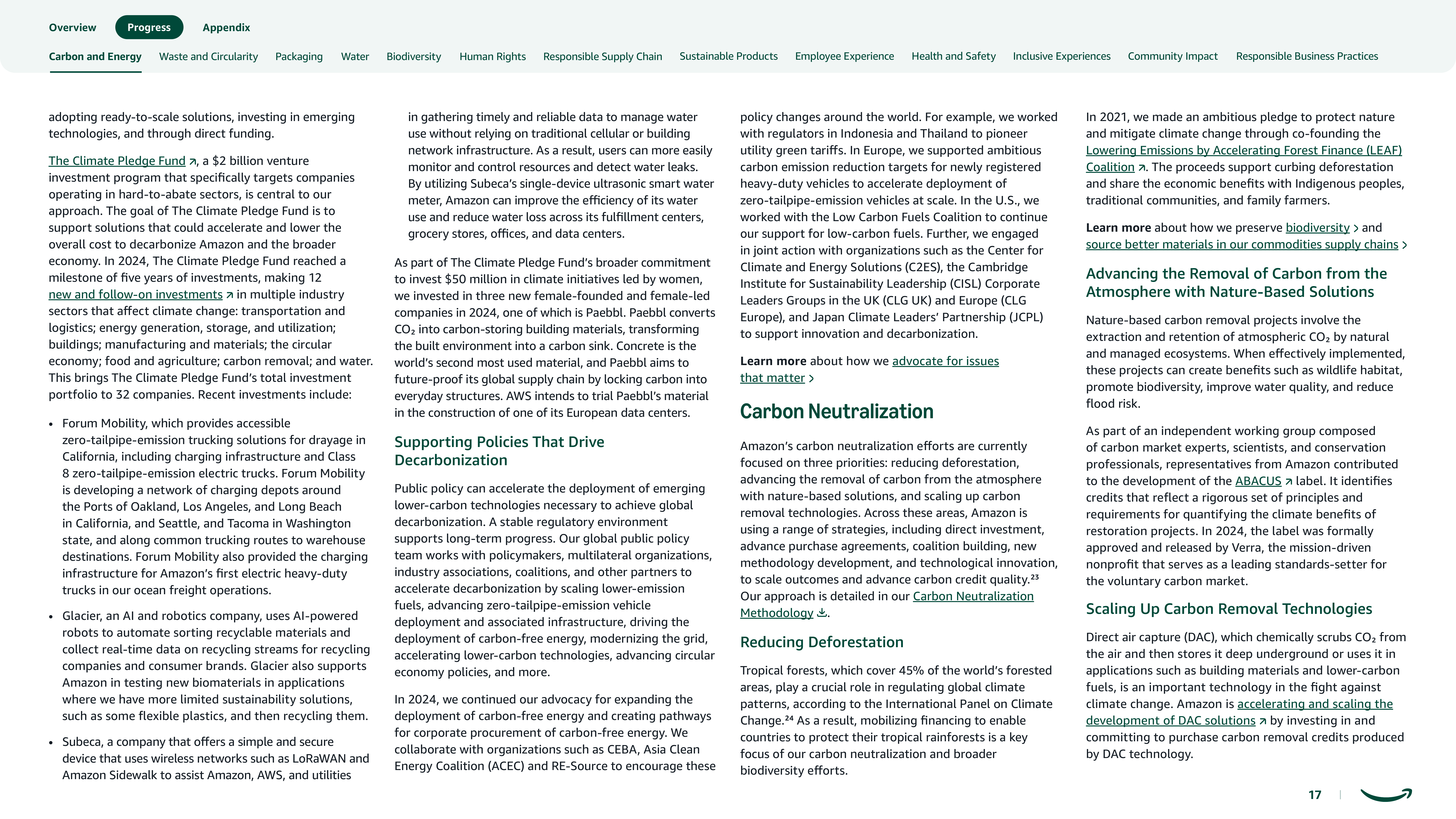 Amazon Sustainability Report — page 17