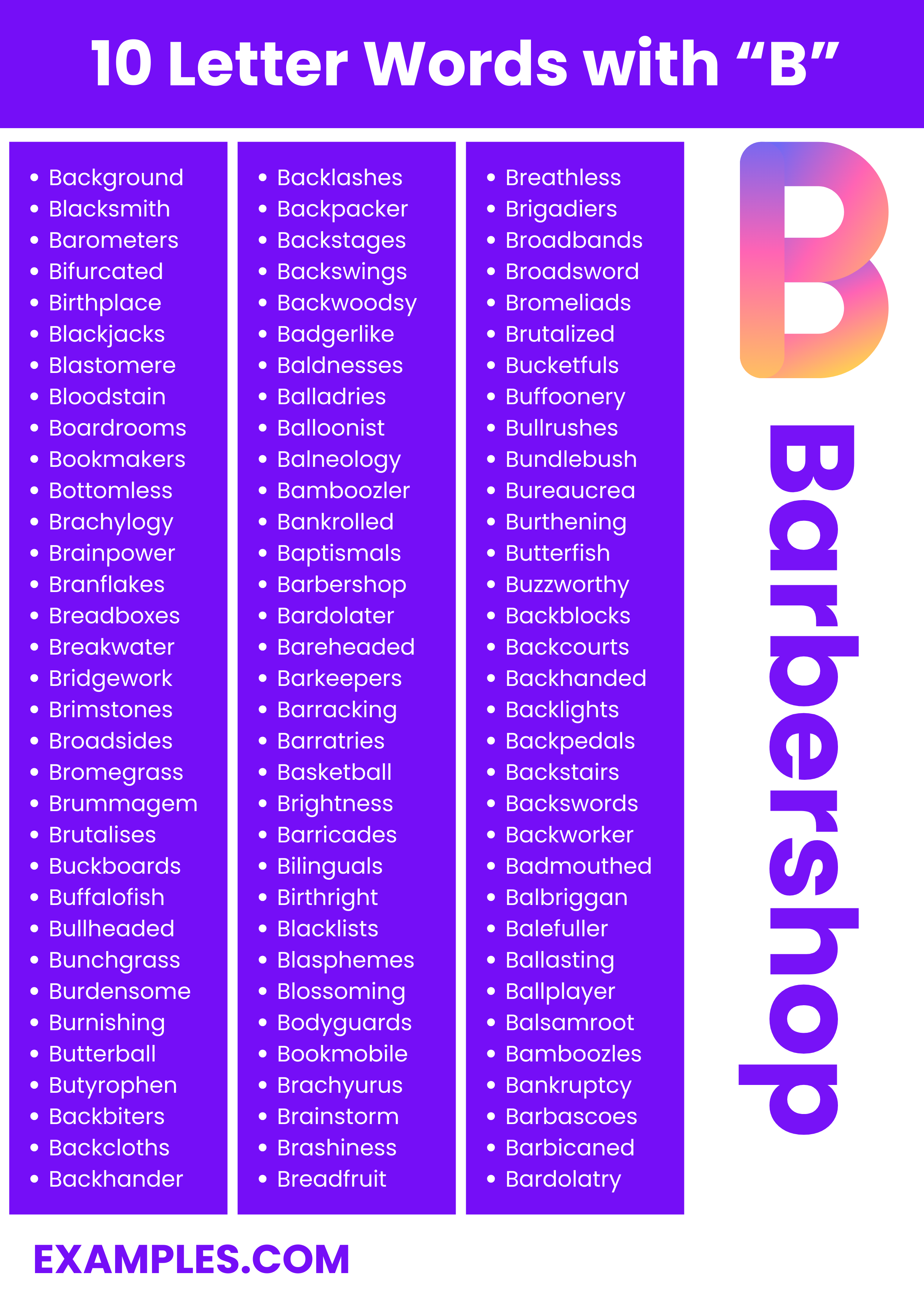 10 letter words with b