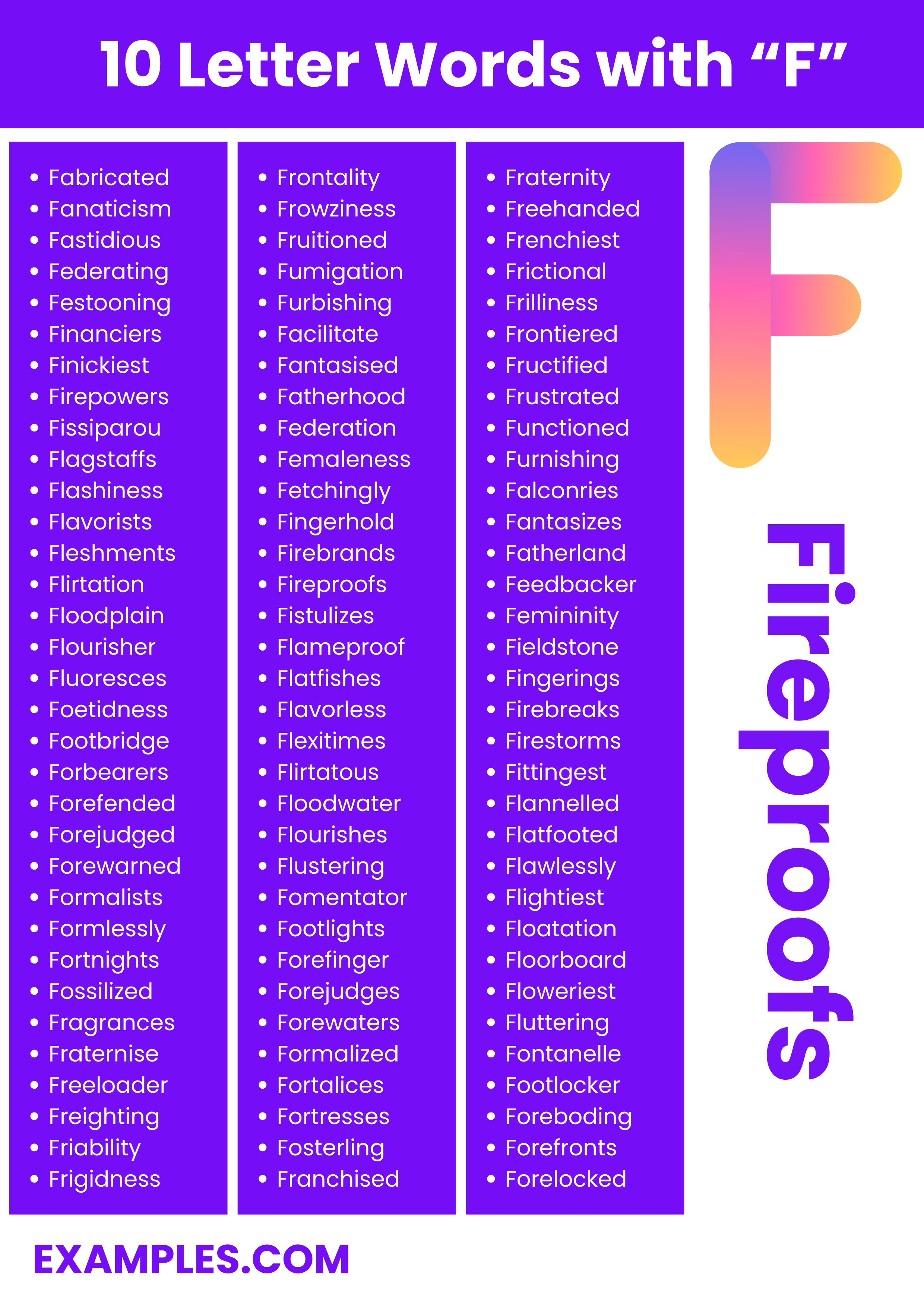 10 letter words with f