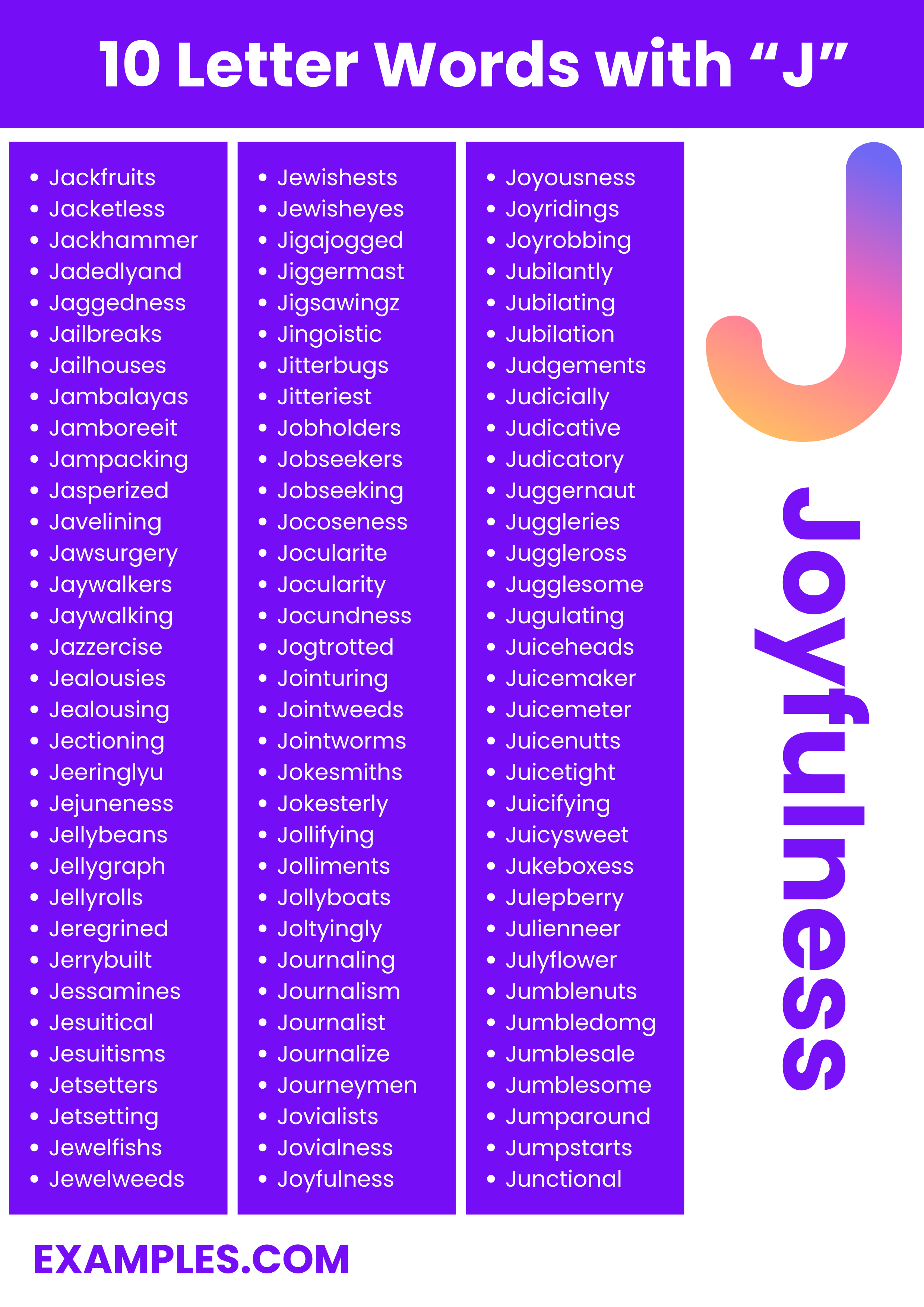 10 letter words with j