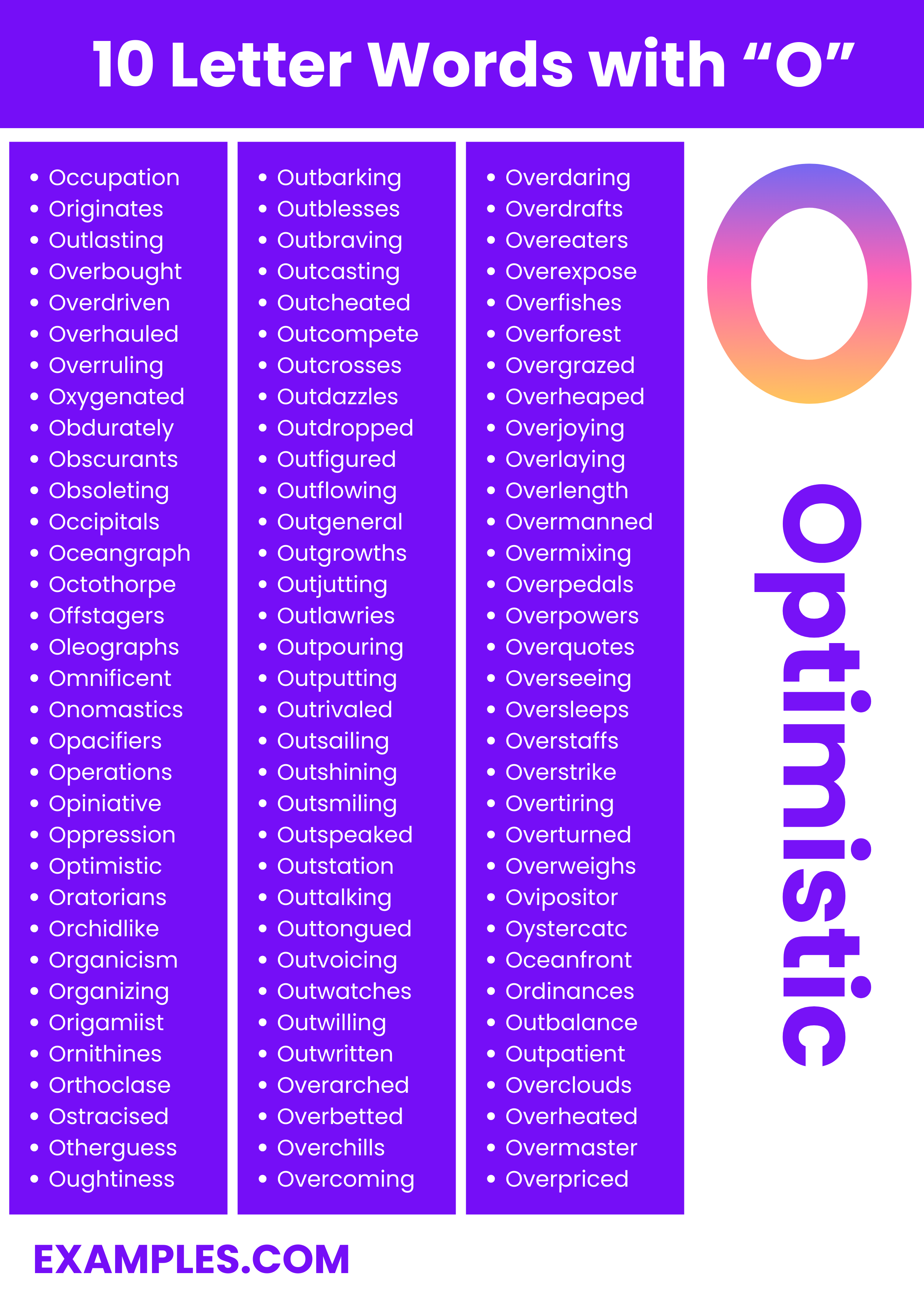 10 letter words with o
