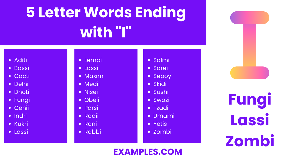 5 letter words ending with i