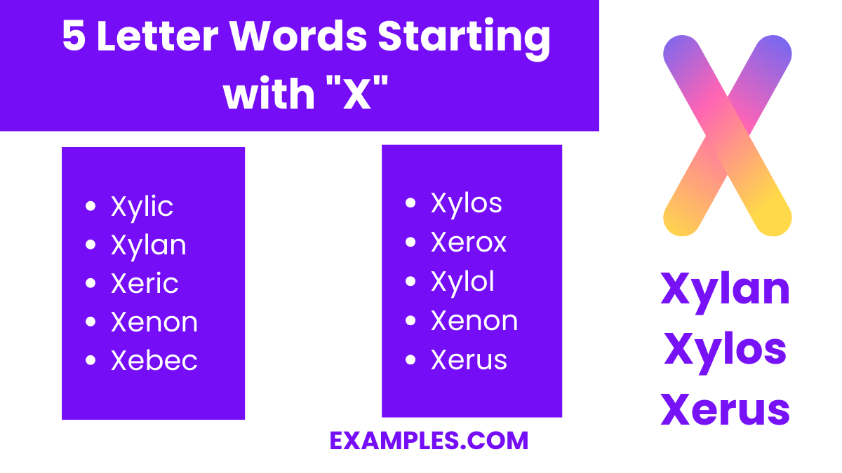 5 letter words starting with x