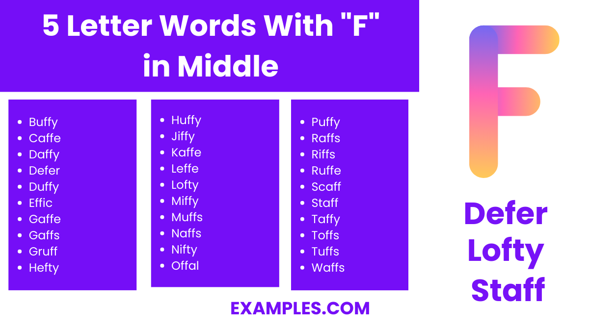 5 letter words with f in middle