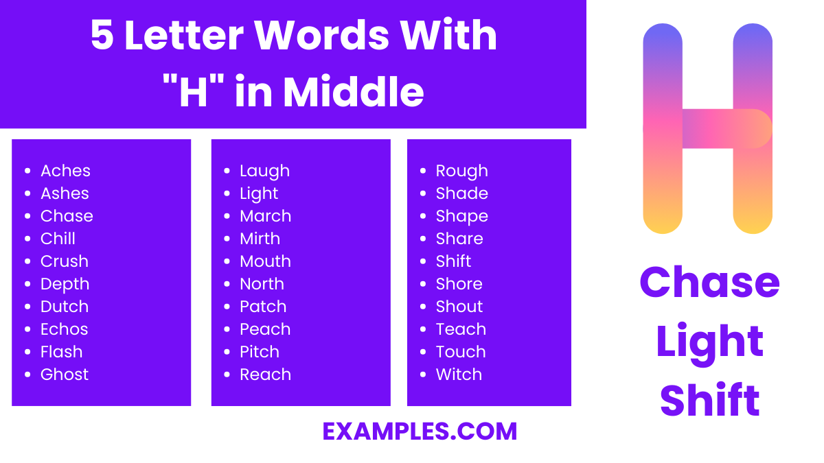 5 letter words with h in middle