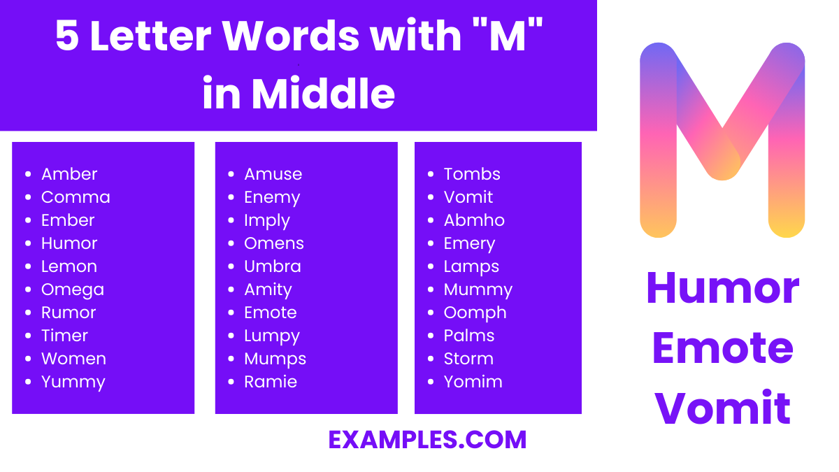 5 letter words with m in middle