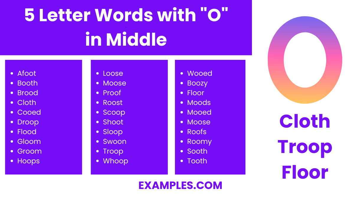 5 letter words with o in middle