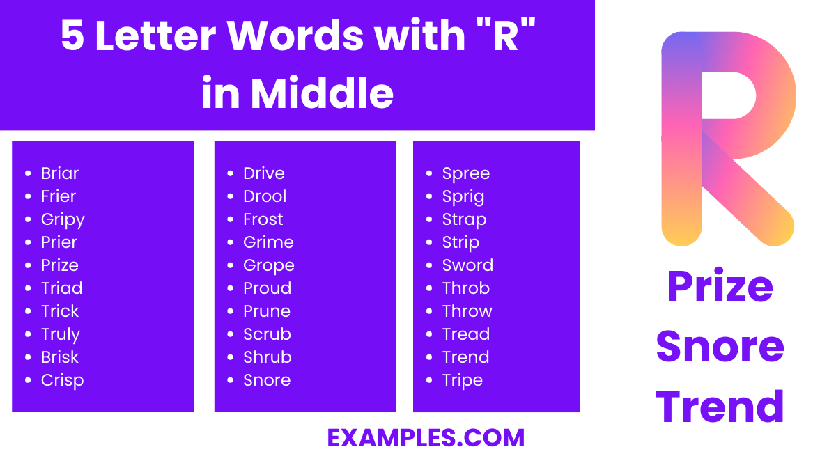 5 letter words with r in middle