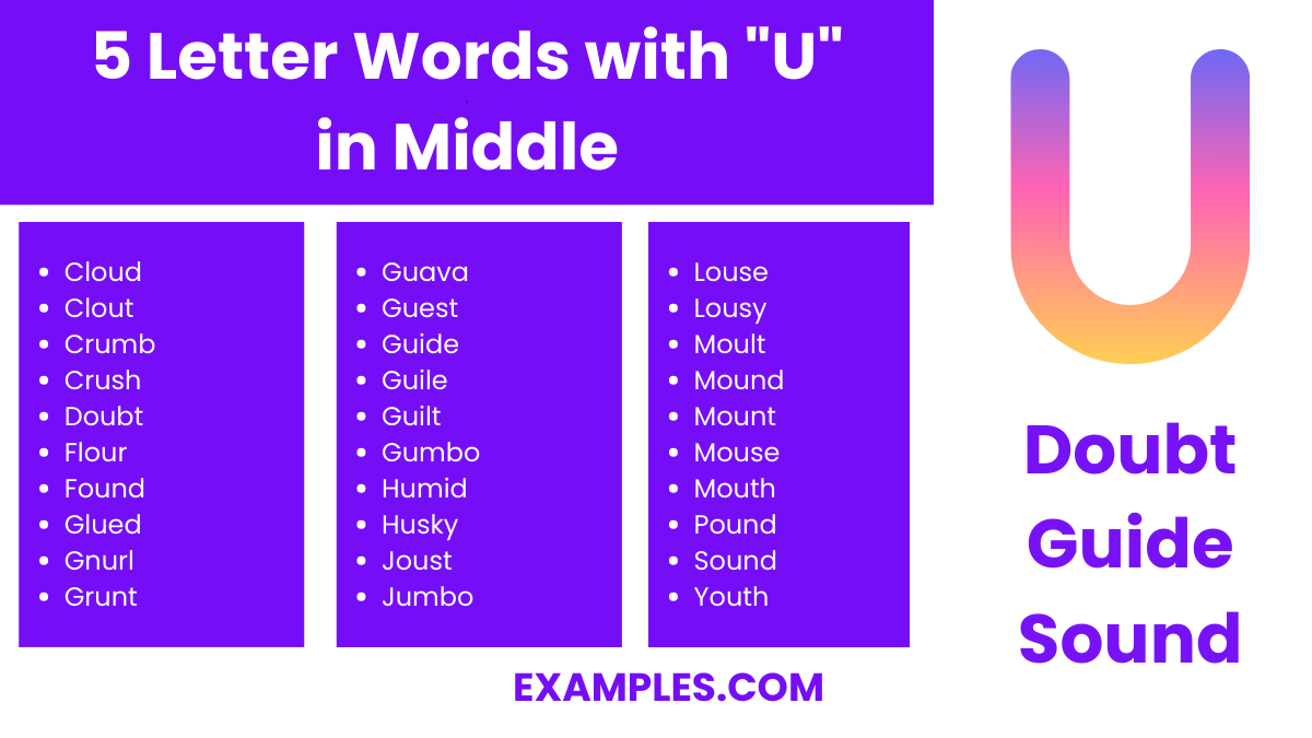 5 letter words with u in middle