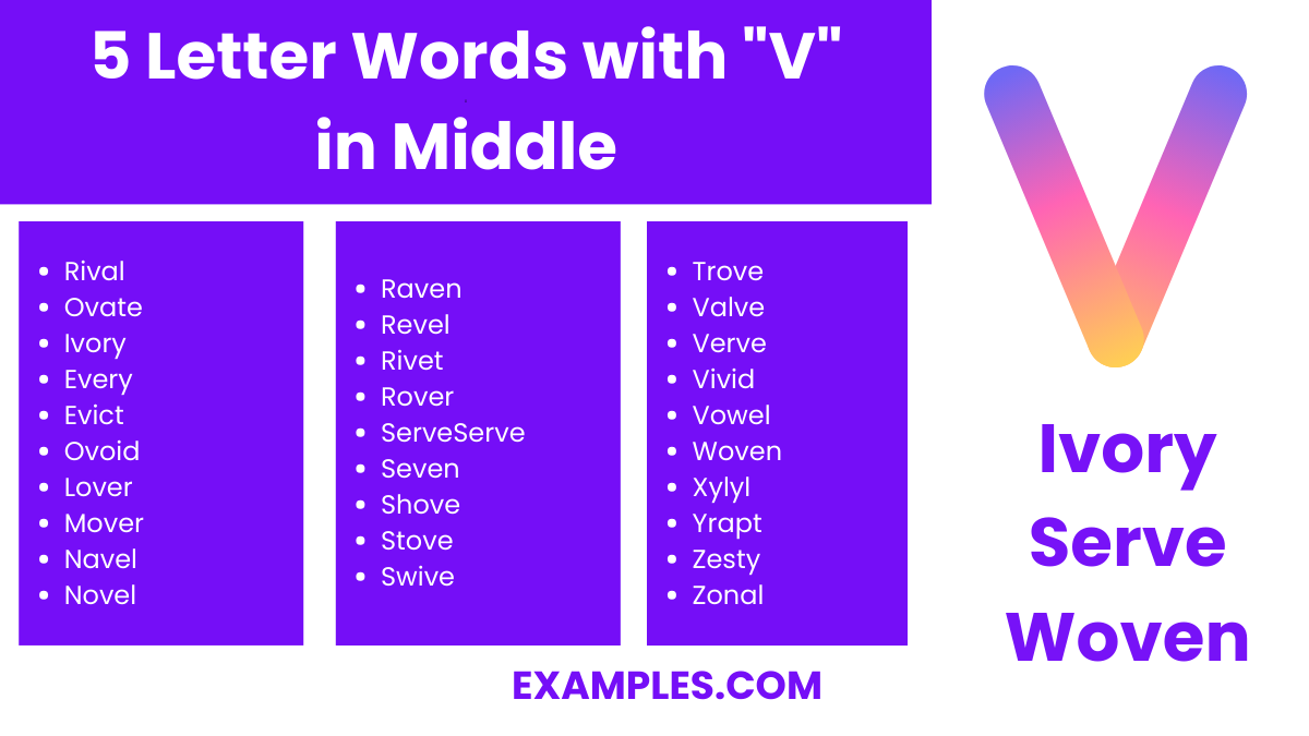 5 letter words with v in middle