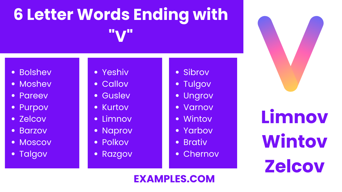 6 letter words ending with v