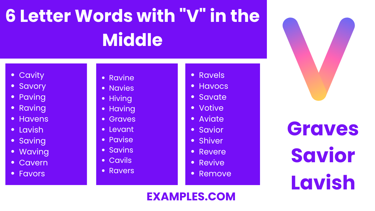 6 letter words with v in the middle