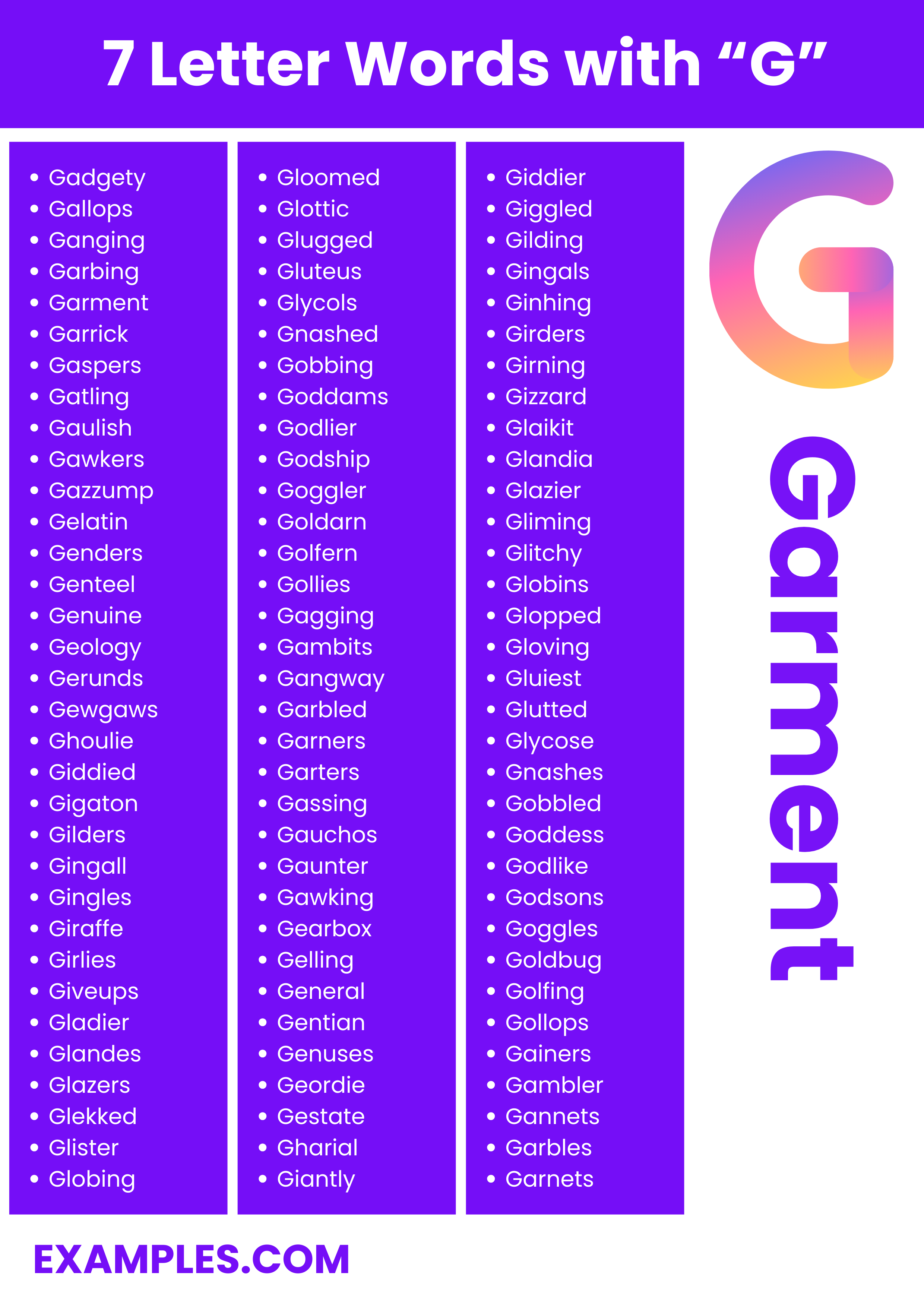 7 letter words with g