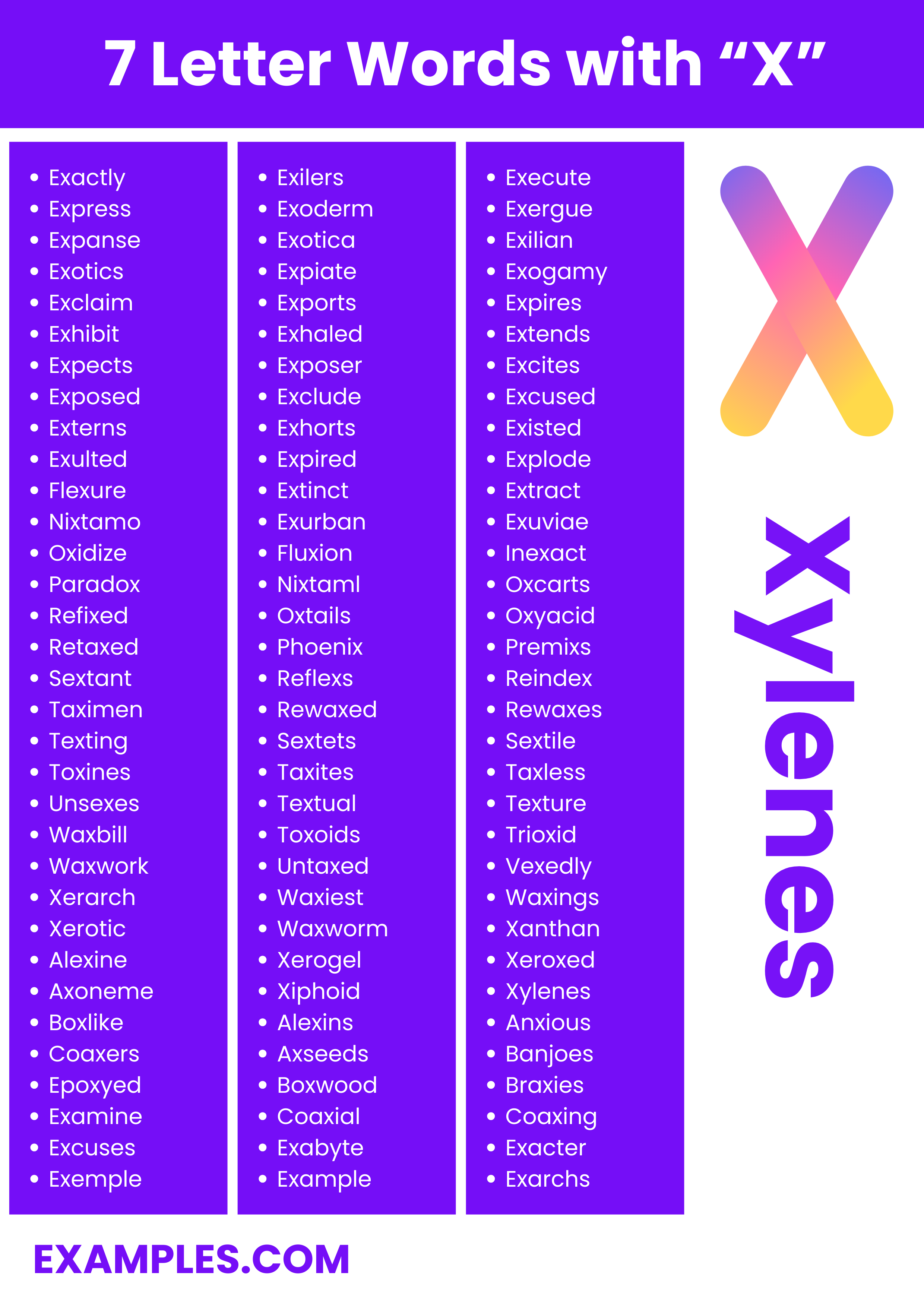 7 letter words with x