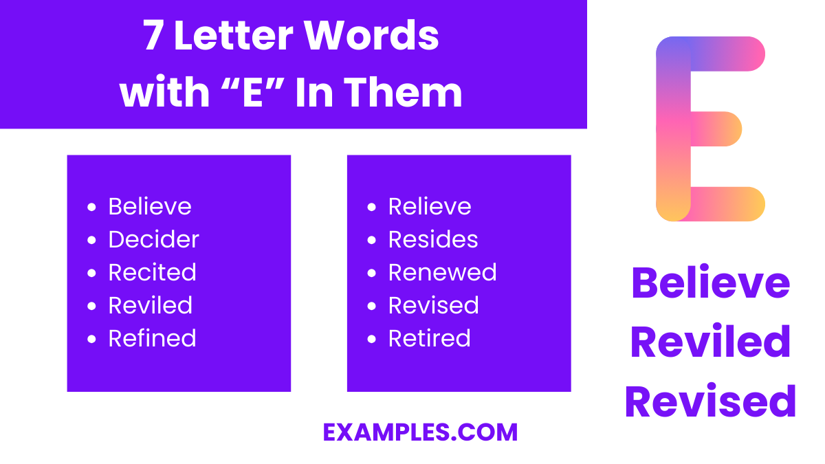 7 letters words with e in them