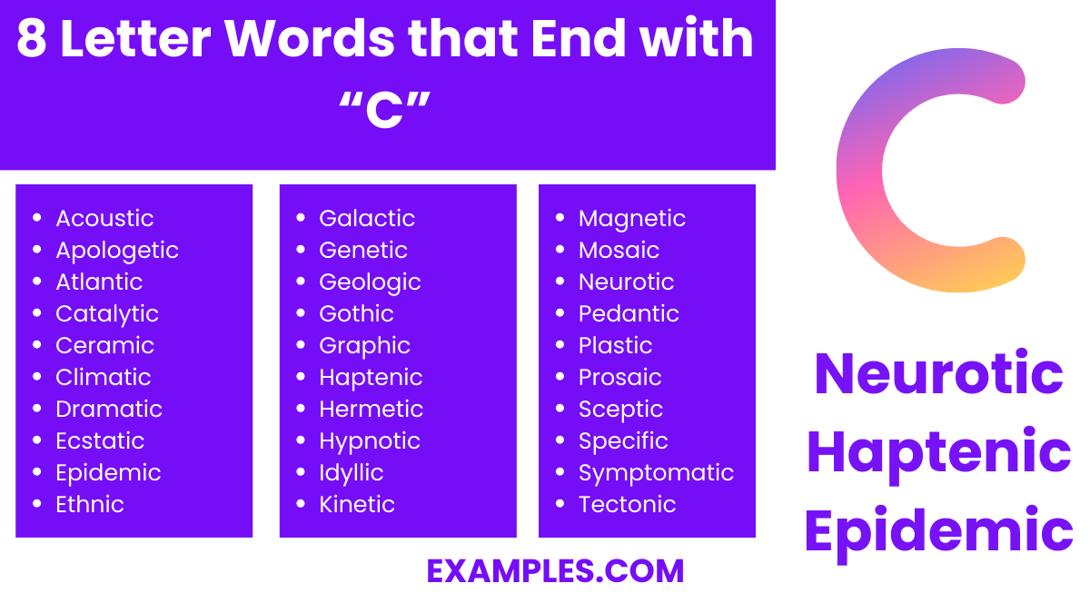 8 letter words that end with c