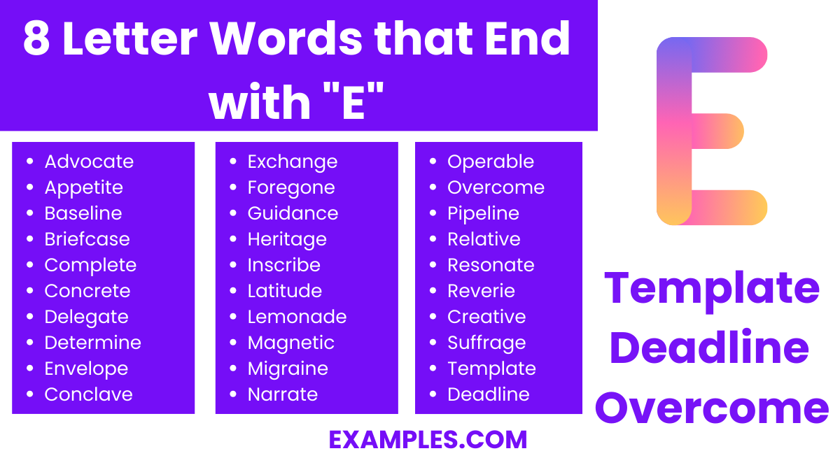 8 letter words that end with e