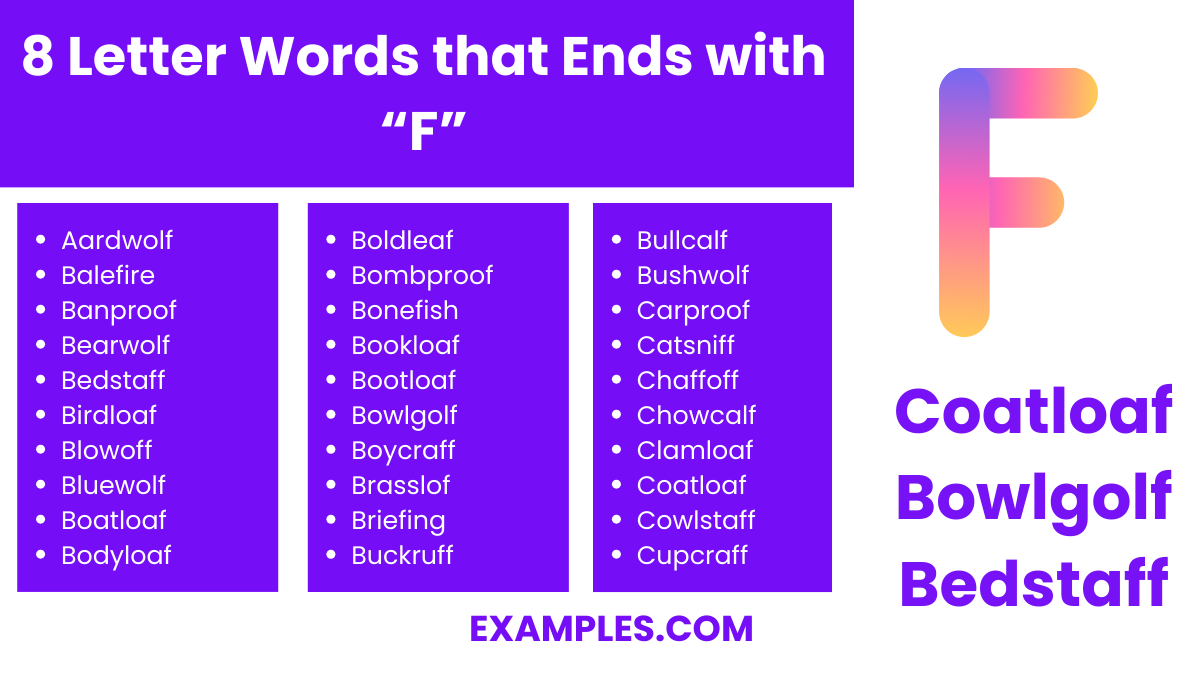 8 letter words that end with f