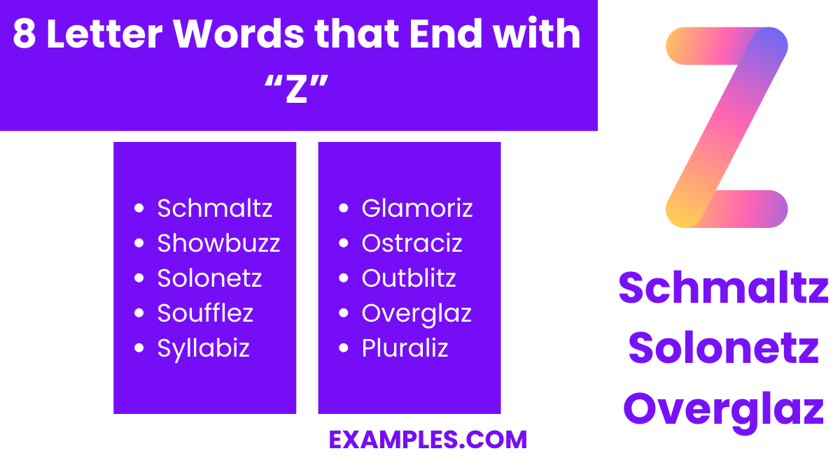 8 letter words that end with z