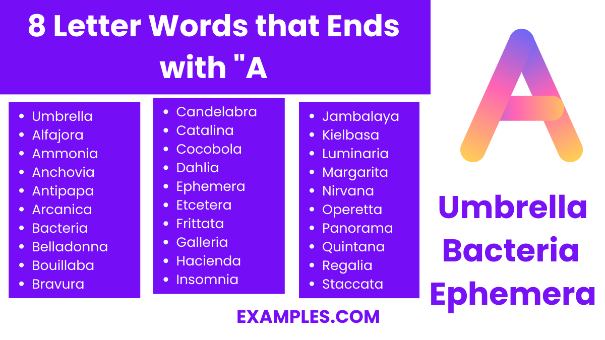 8 letter words that ends with a
