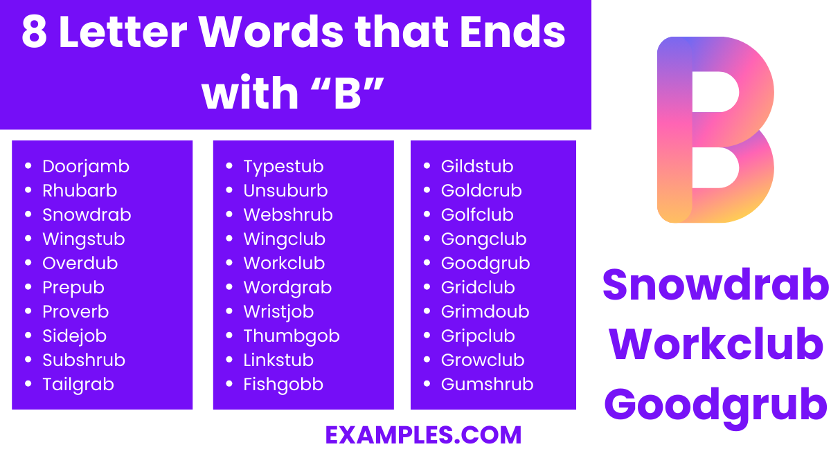 8 letter words that ends with b