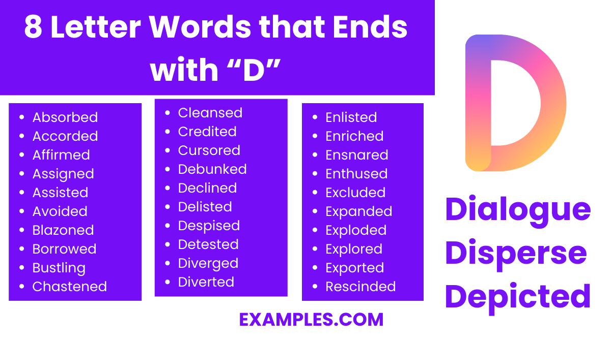 8 letter words that ends with d