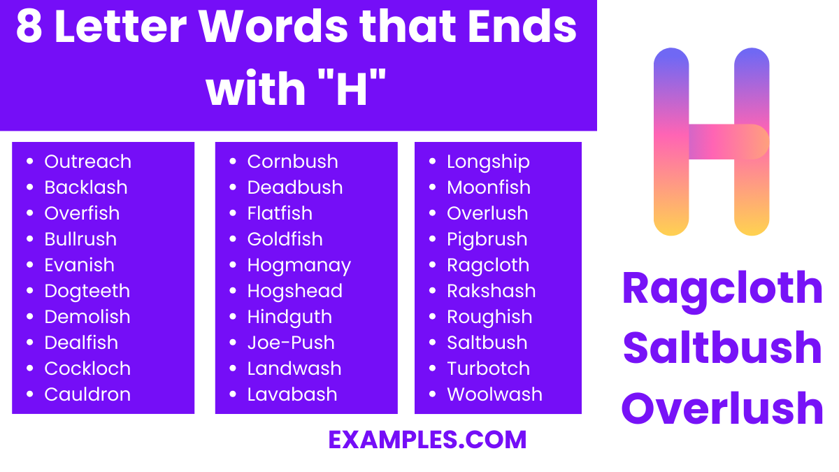 8 letter words that ends with h