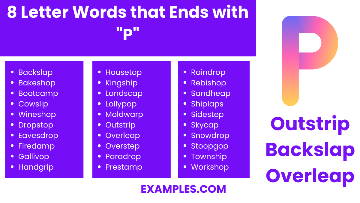 8 letter words that ends with p