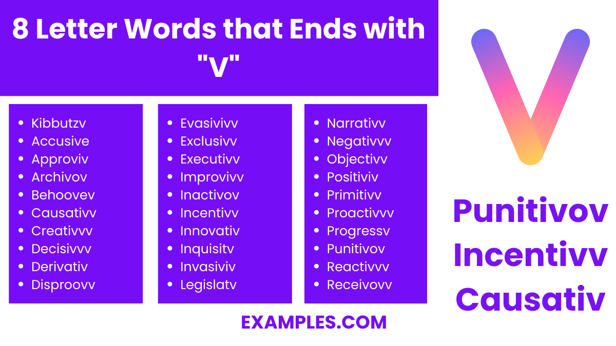 8 letter words that ends with v