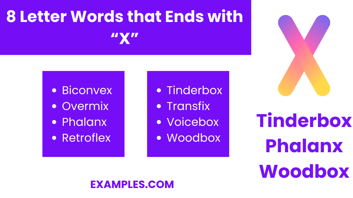 8 letter words that ends with x
