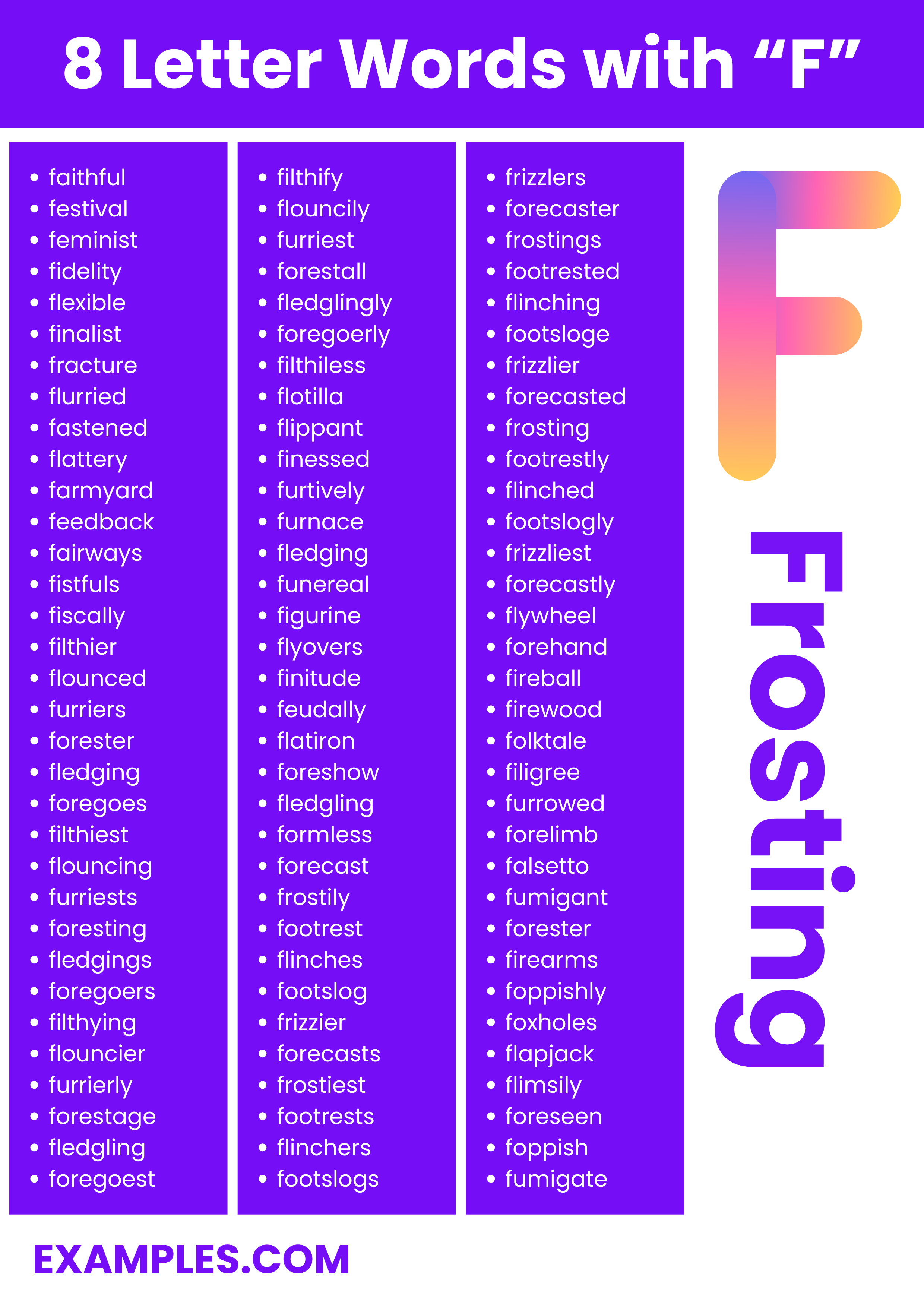 8 Letter Words With F 450 List Meaning PDF